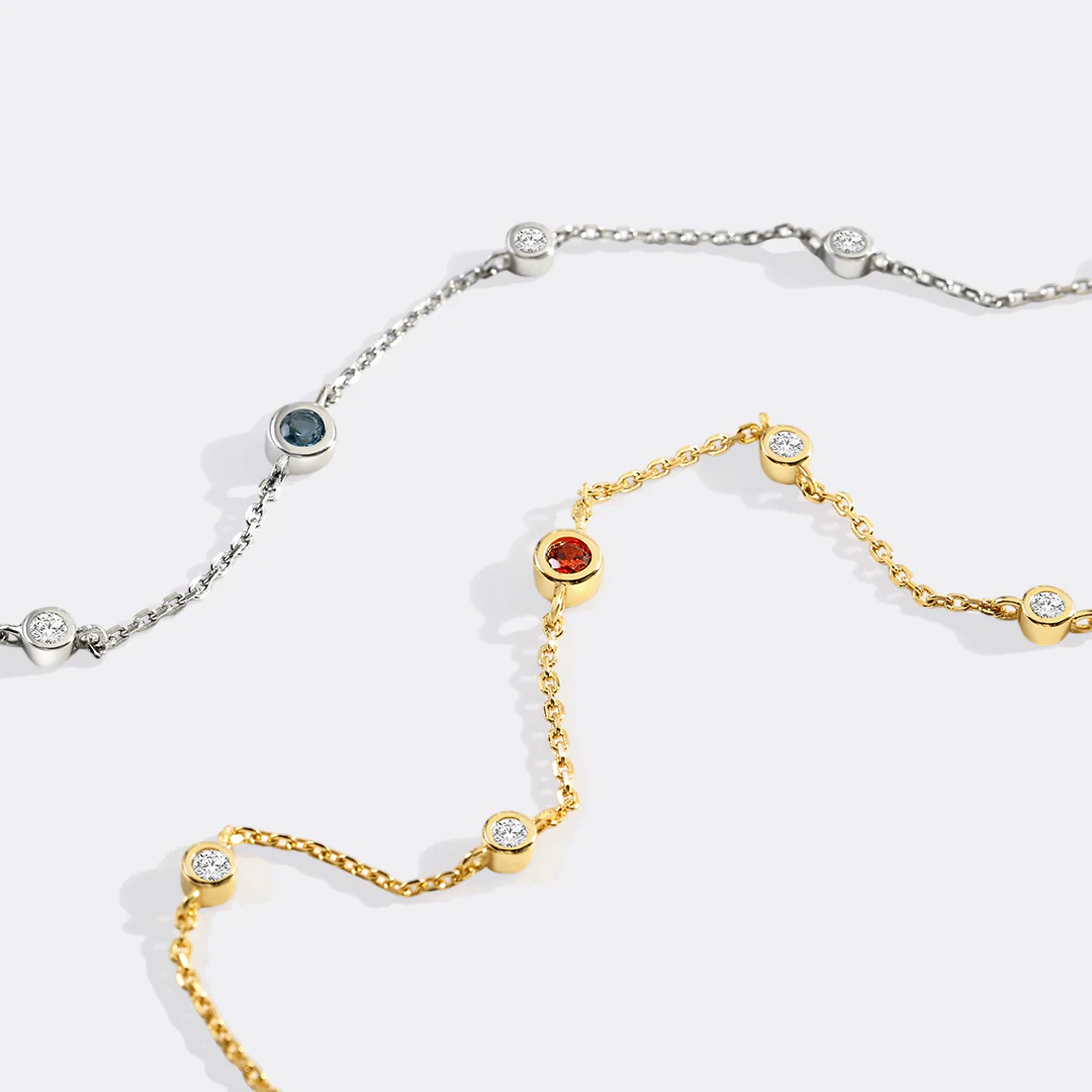 March Birthstone Station Bracelet - Image 4
