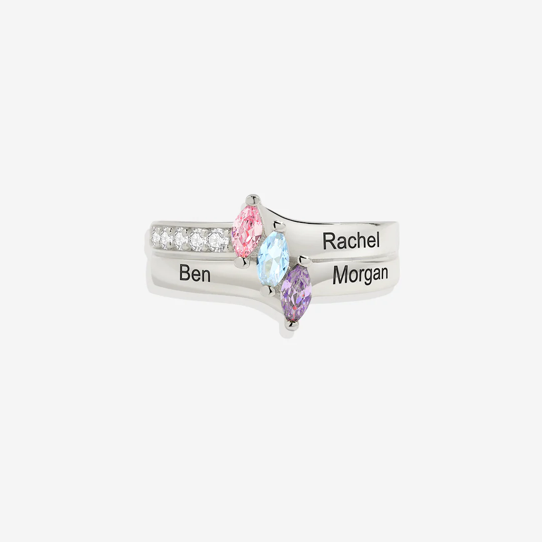 Marquis-Cut 3 Birthstone Ring - Image 7