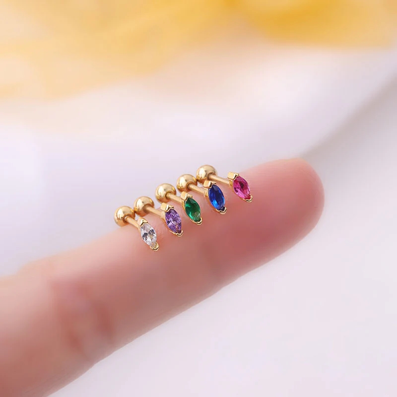 Marquis Gemstone Sleeper Stud Earrings - Image 4