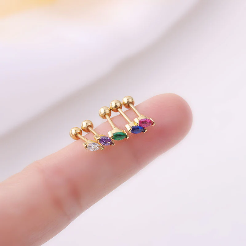 Marquis Gemstone Sleeper Stud Earrings - Image 8