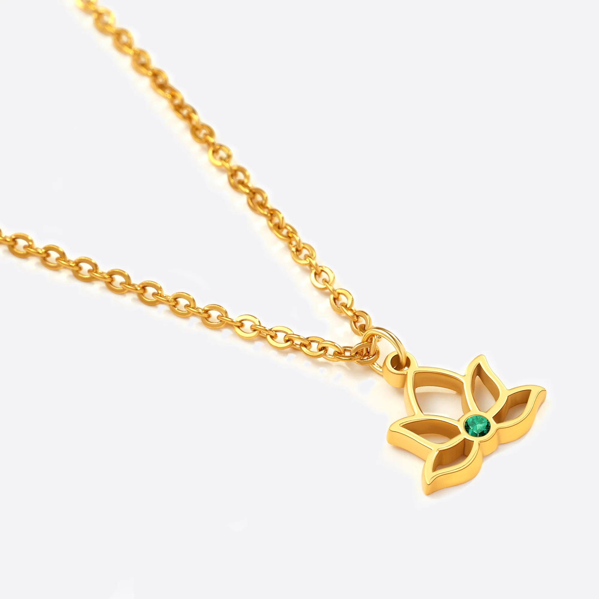 Mini Lotus Birthstone Pendant Necklace - Image 12