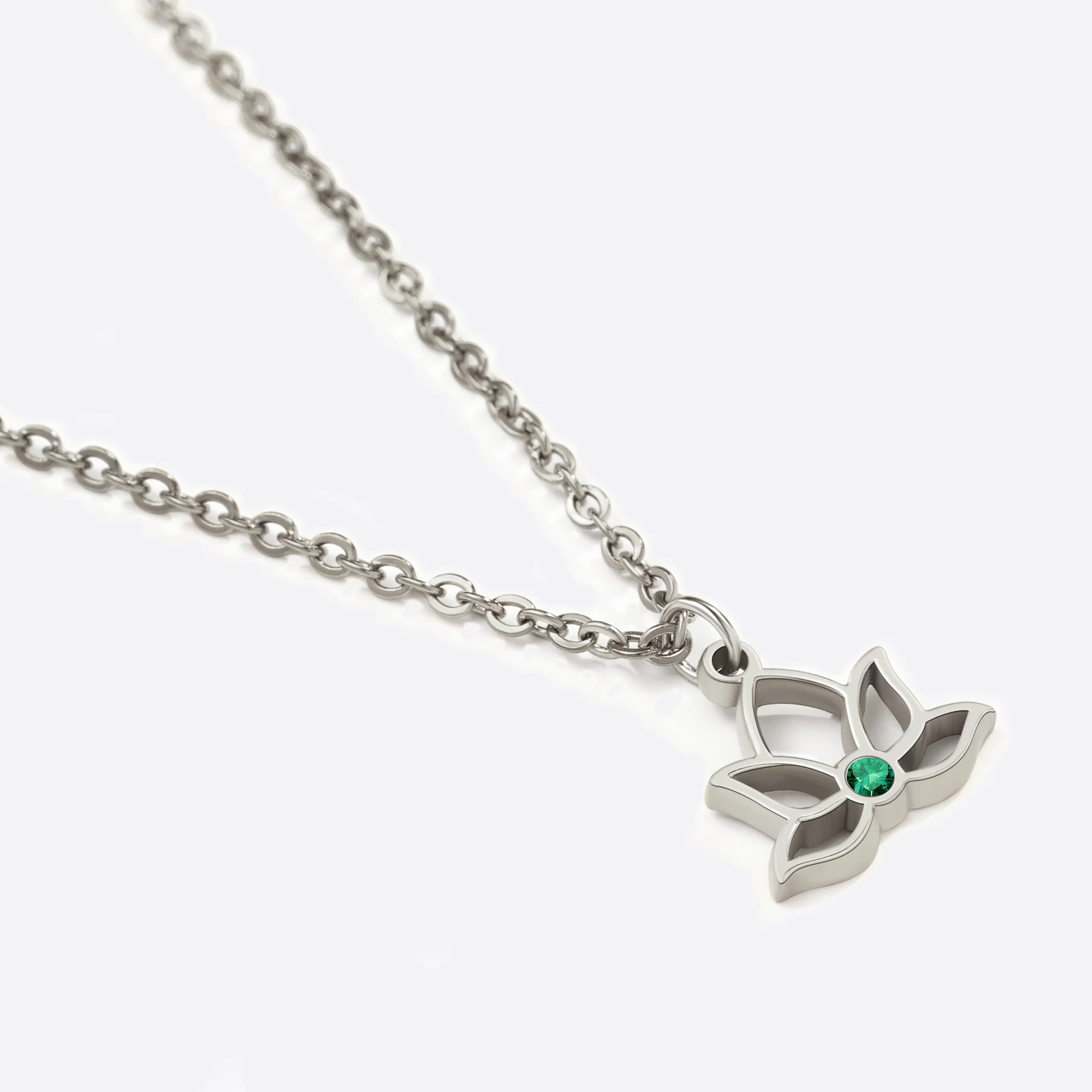 Mini Lotus Birthstone Pendant Necklace - Image 13