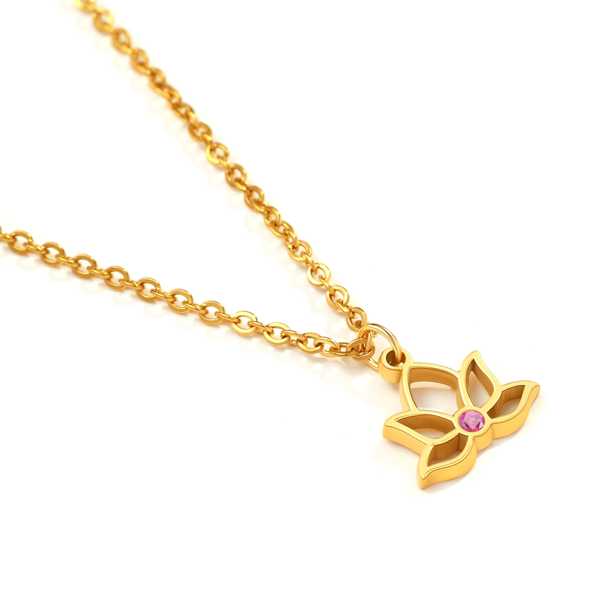 Mini Lotus Birthstone Pendant Necklace - Image 16