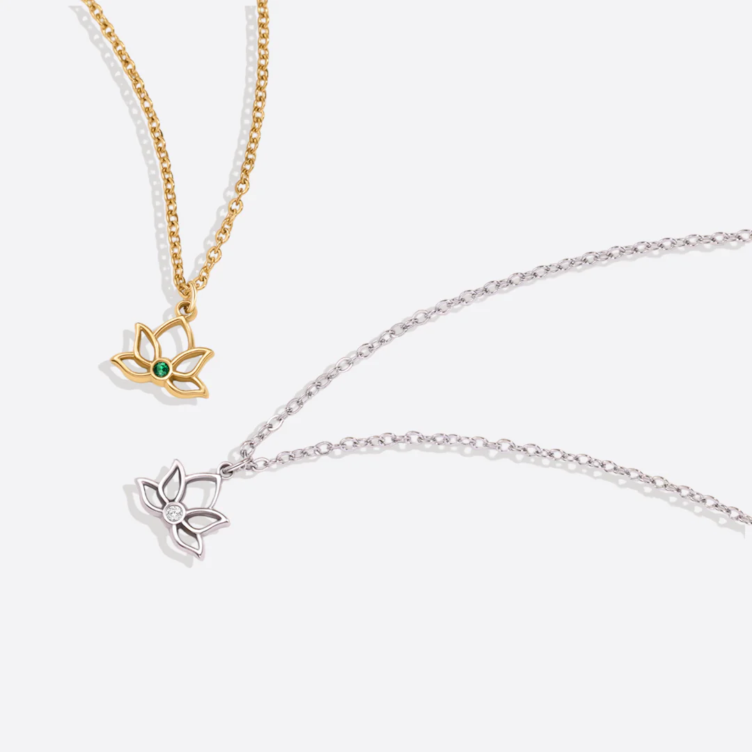 Mini Lotus Birthstone Pendant Necklace - Image 18
