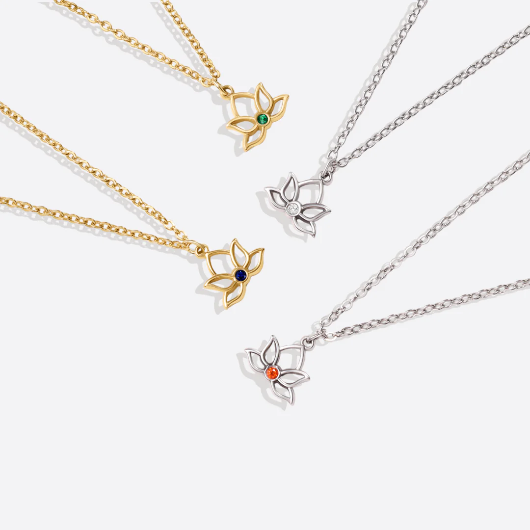 Mini Lotus Birthstone Pendant Necklace - Image 19