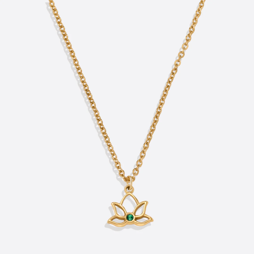 Mini Lotus Birthstone Pendant Necklace - Image 20