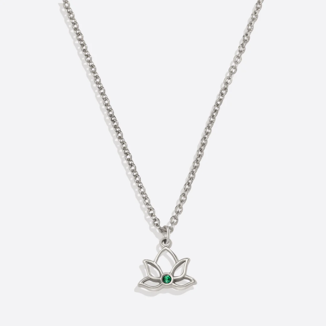 Mini Lotus Birthstone Pendant Necklace - Image 24