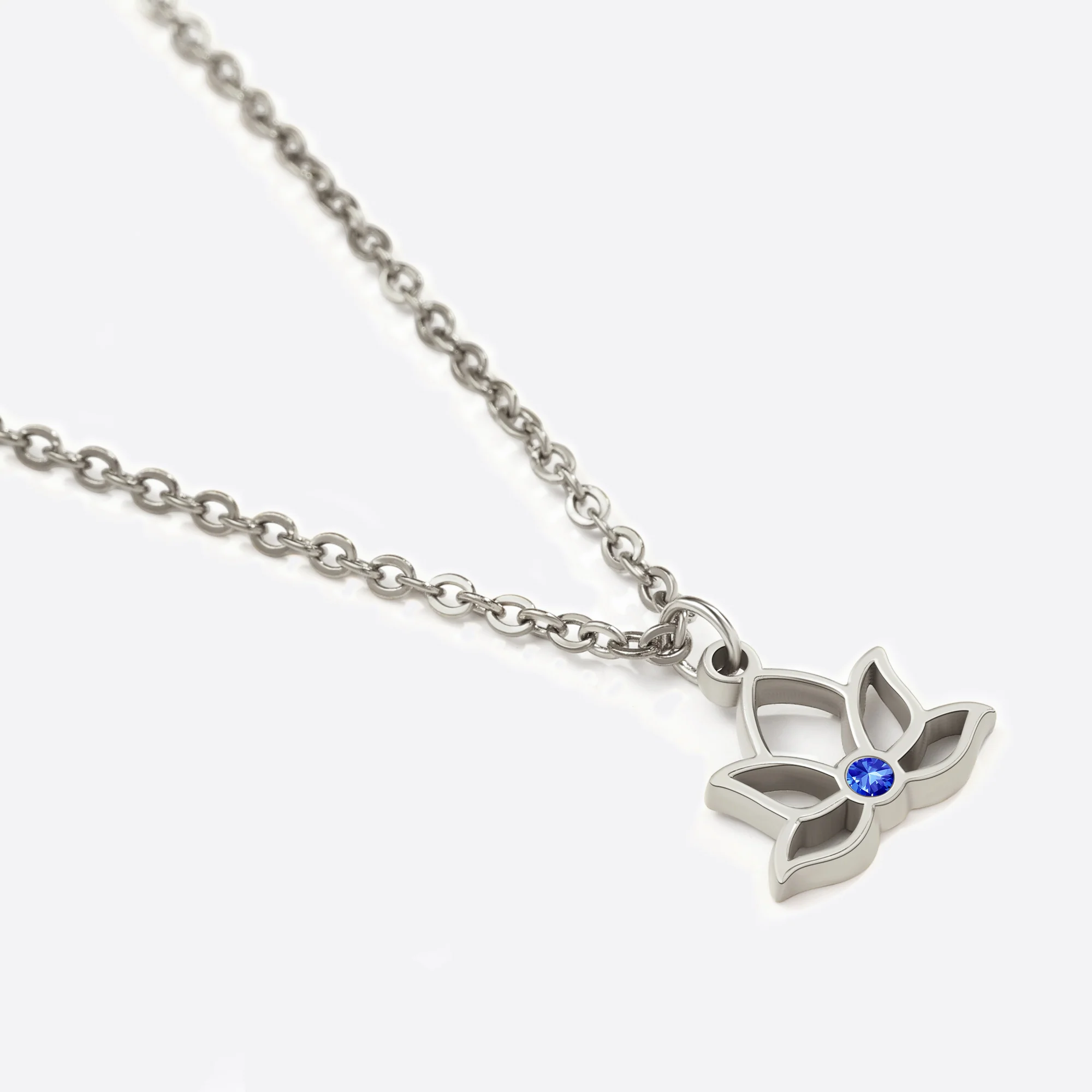 Mini Lotus Birthstone Pendant Necklace - Image 35
