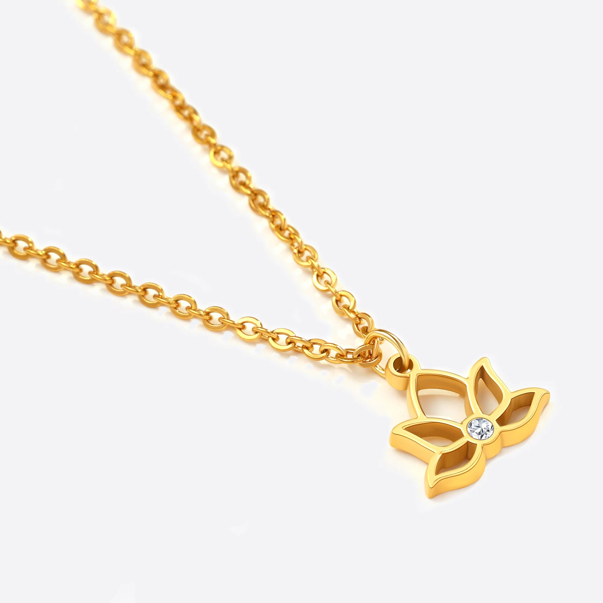 Mini Lotus Birthstone Pendant Necklace - Image 38