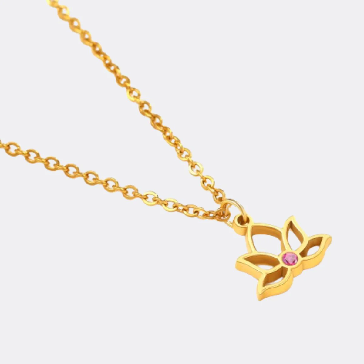 Mini Lotus Birthstone Pendant Necklace - Image 39