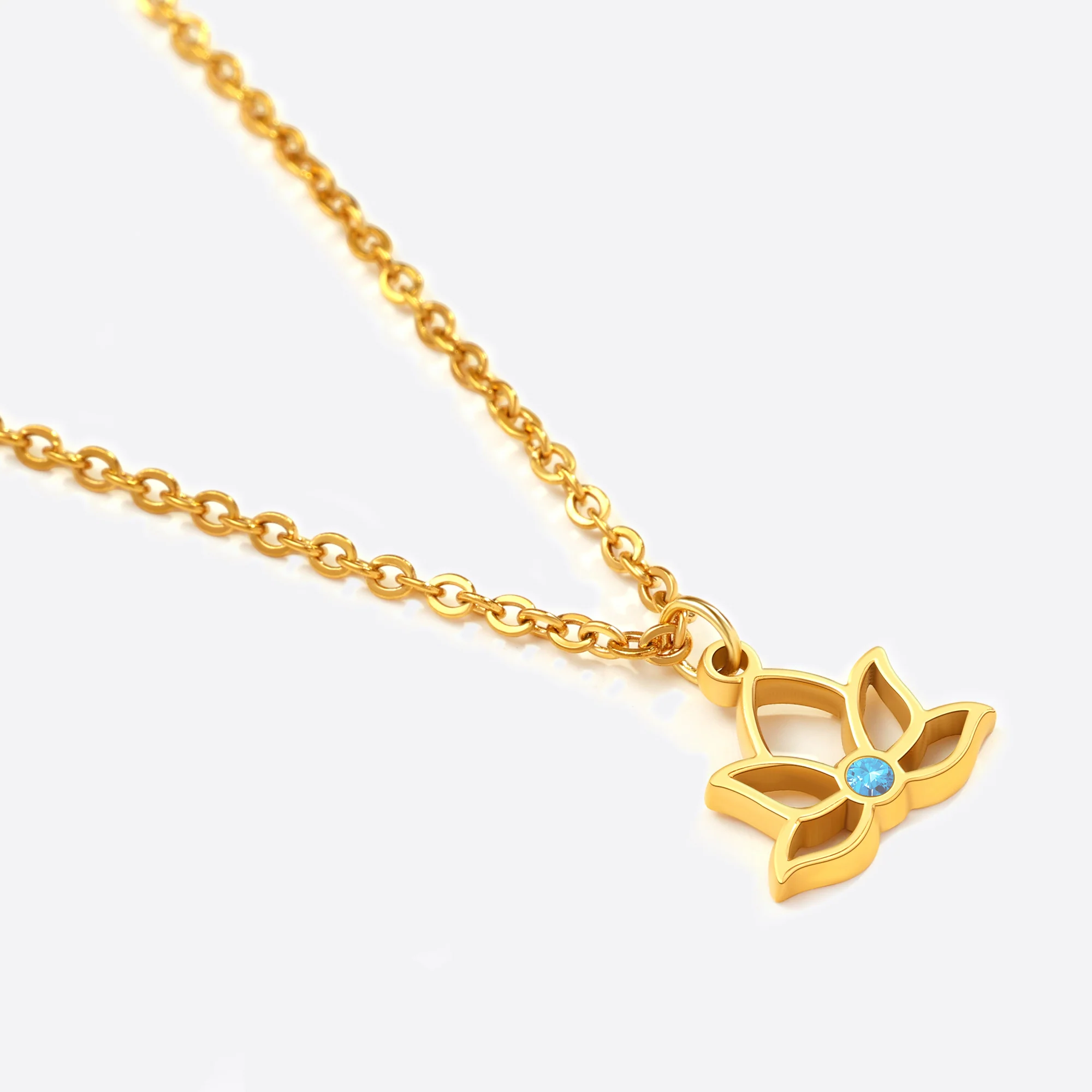 Mini Lotus Birthstone Pendant Necklace - Image 8