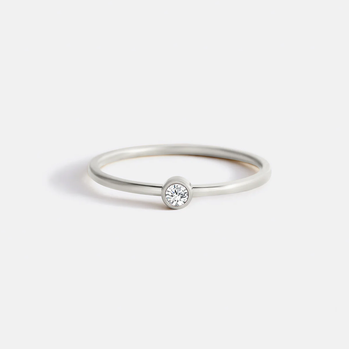 Minimalist Bezel-Set April Birthstone Stacking Band - Image 12
