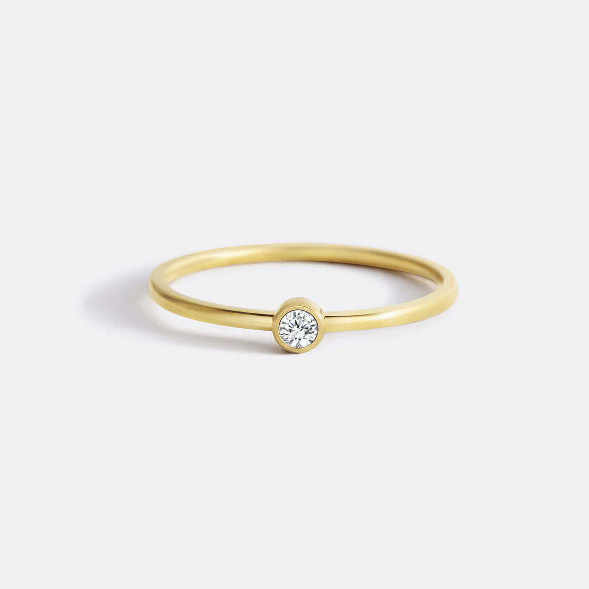 Minimalist Bezel-Set April Birthstone Stacking Band - Image 2
