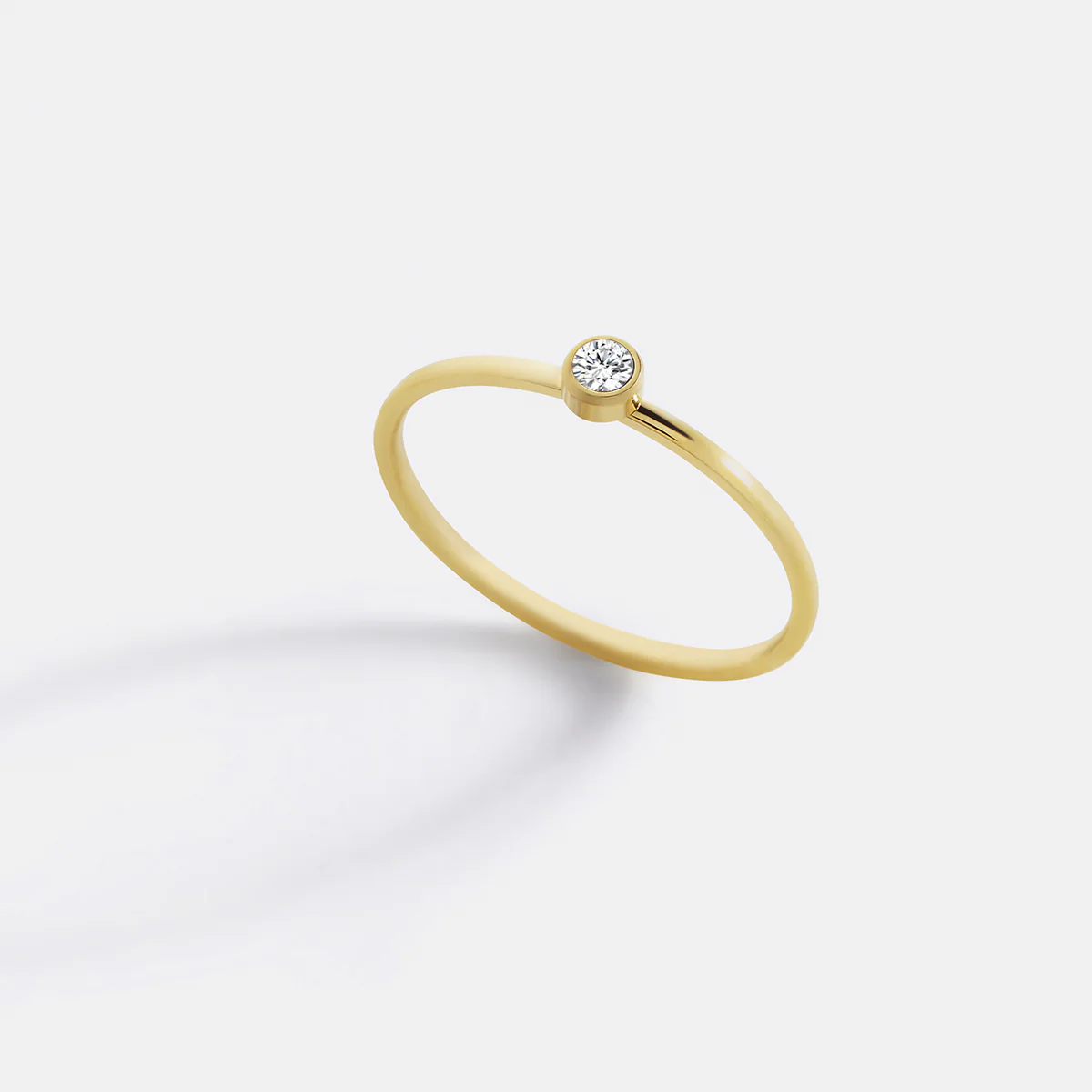Minimalist Bezel-Set April Birthstone Stacking Band - Image 3