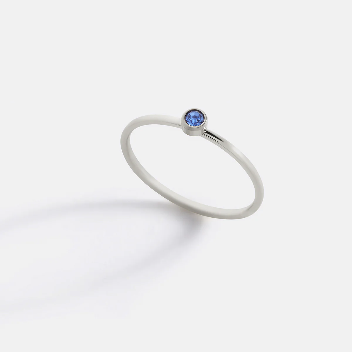 Minimalist Bezel-Set December Birthstone Stacking Band - Image 5