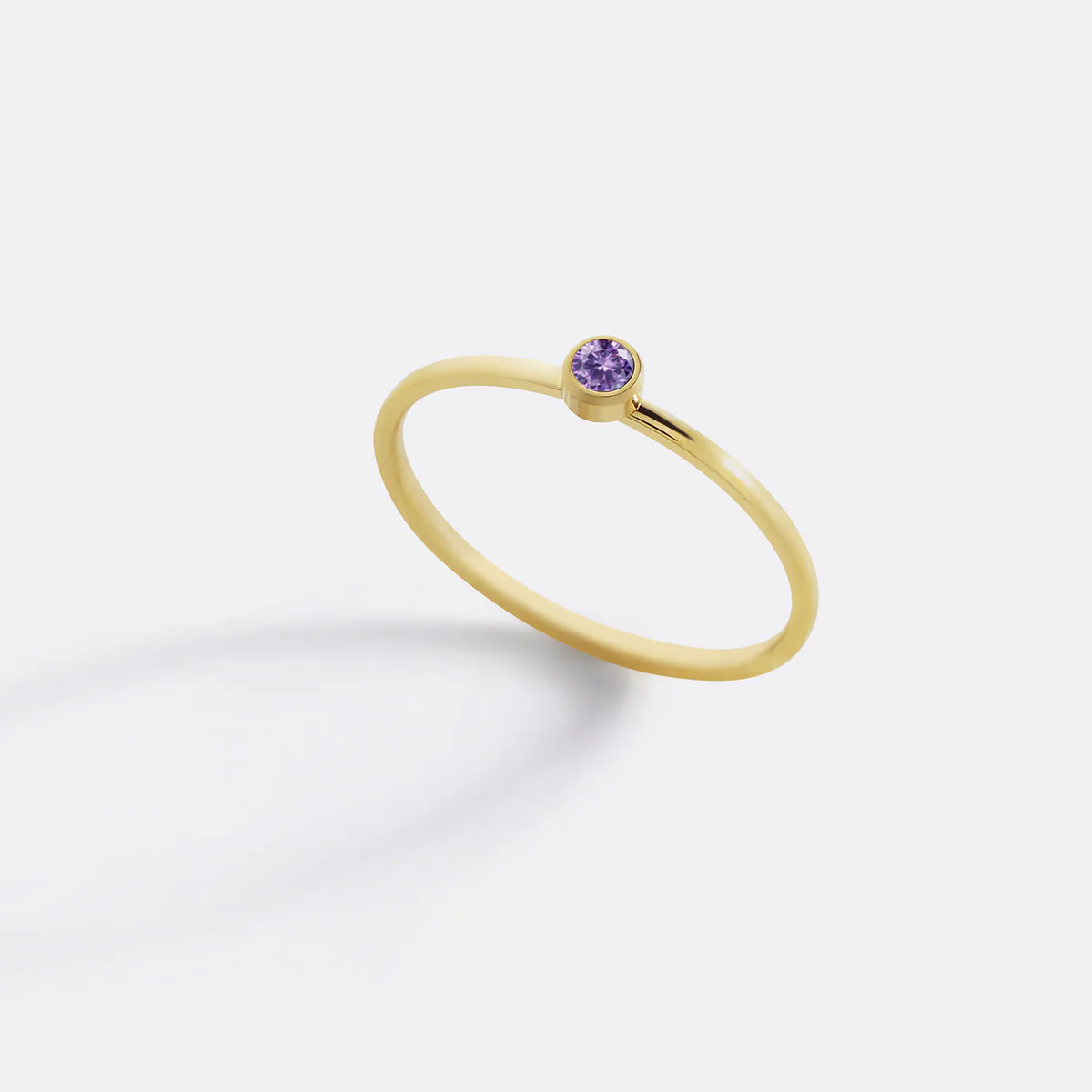 Minimalist Bezel-Set February Birthstone Stacking Band - Image 10