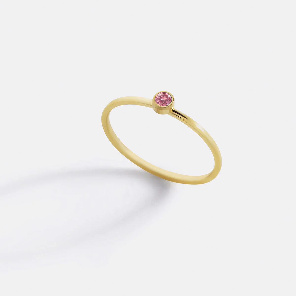 Minimalist Bezel-Set July Birthstone Stacking Band - Image 4