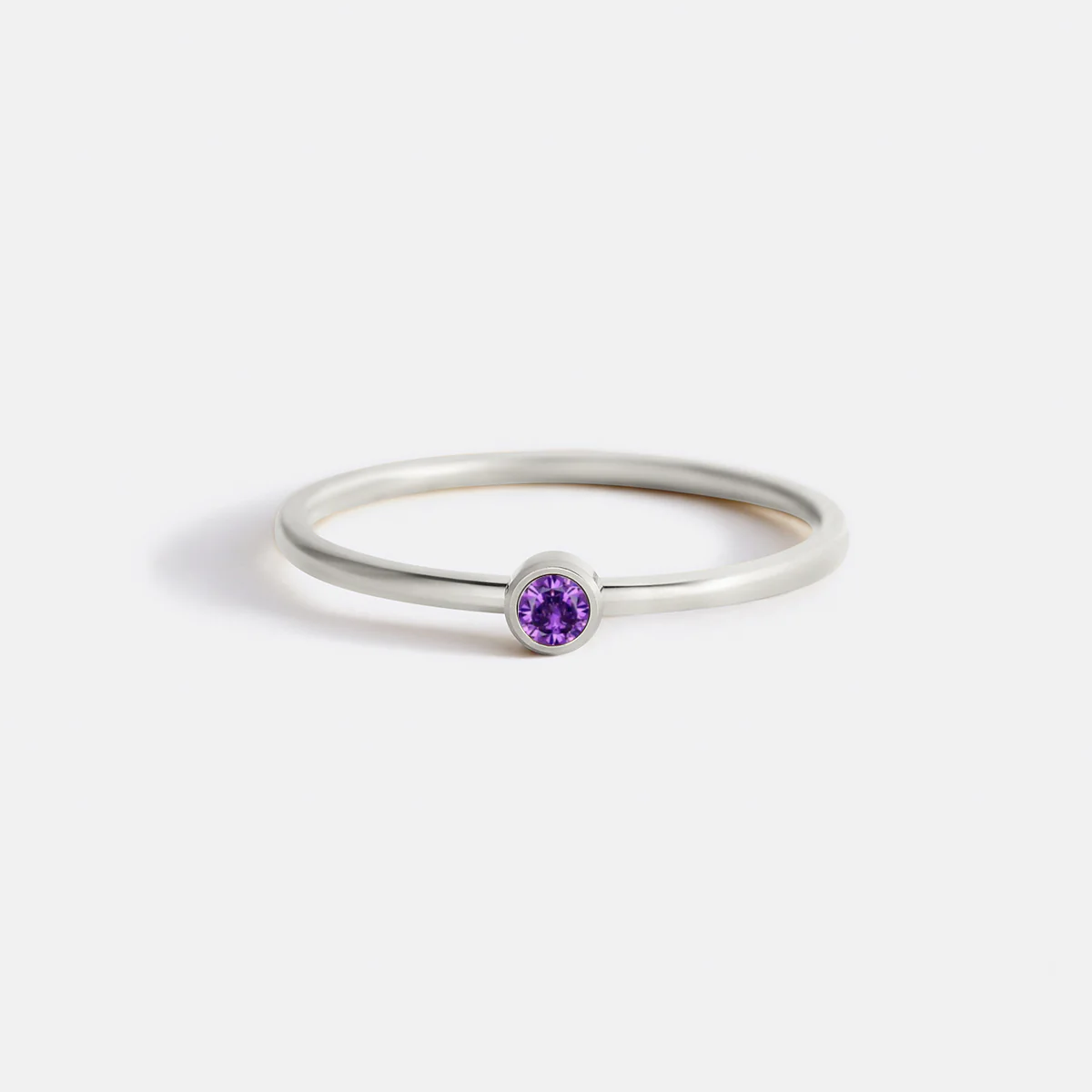 Minimalist Bezel-Set June Birthstone Stacking Band - Image 10