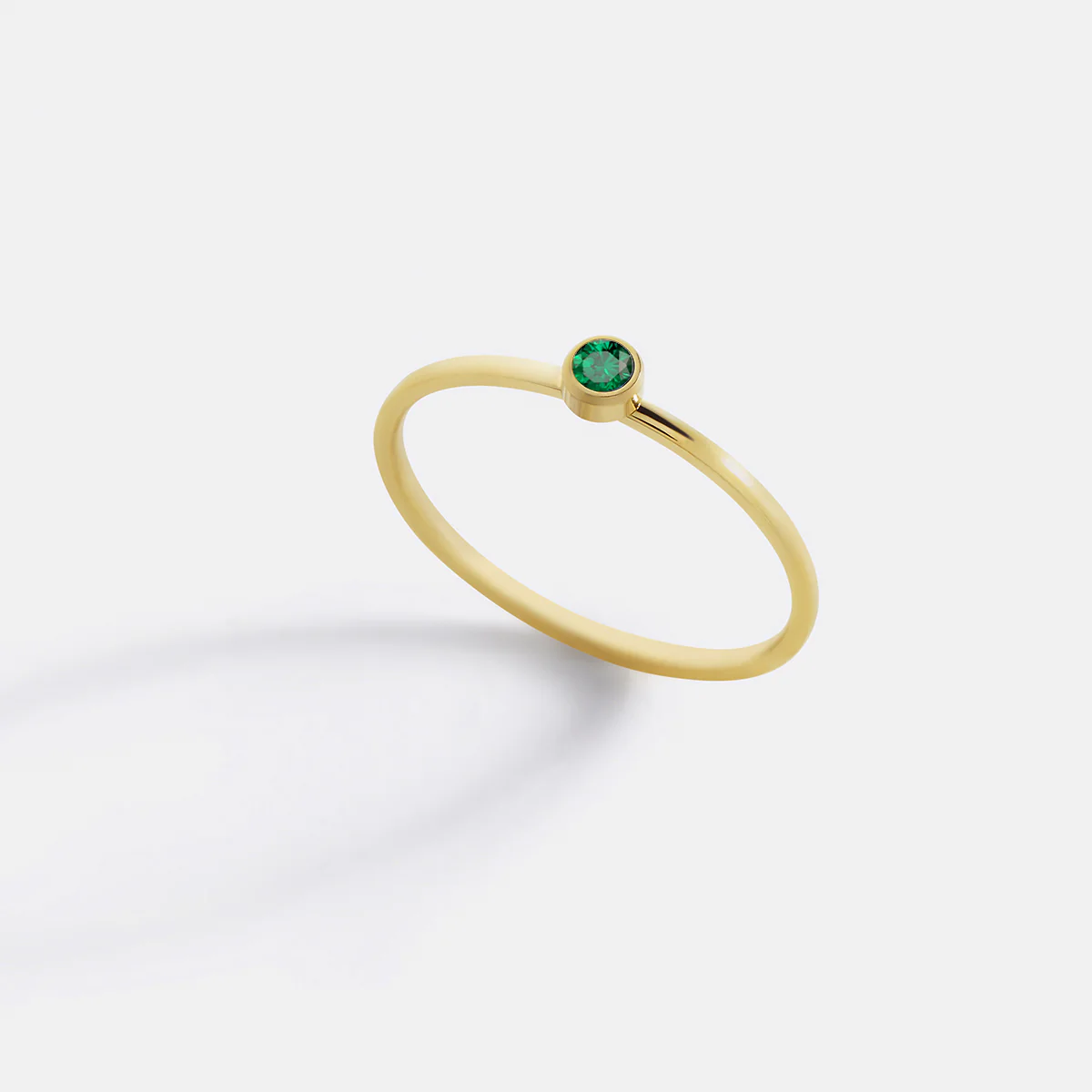 Minimalist Bezel-Set May Birthstone Stacking Band - Image 10