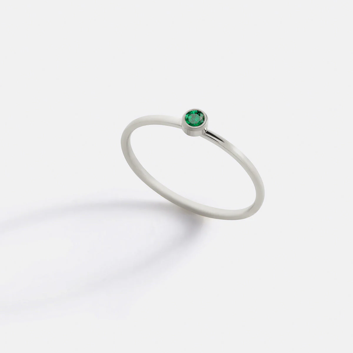 Minimalist Bezel-Set May Birthstone Stacking Band - Image 7