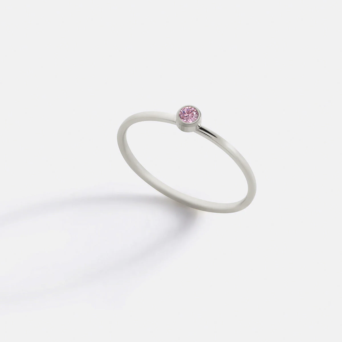 Minimalist Bezel-Set October Birthstone Stacking Band - Image 6