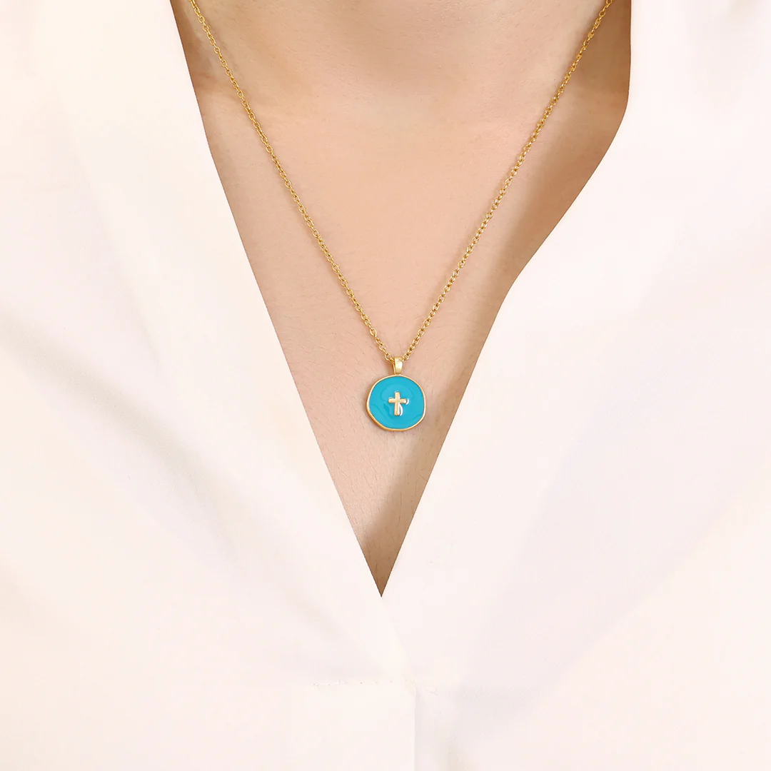 Minimalist Enamel Cross Pendant - Image 3