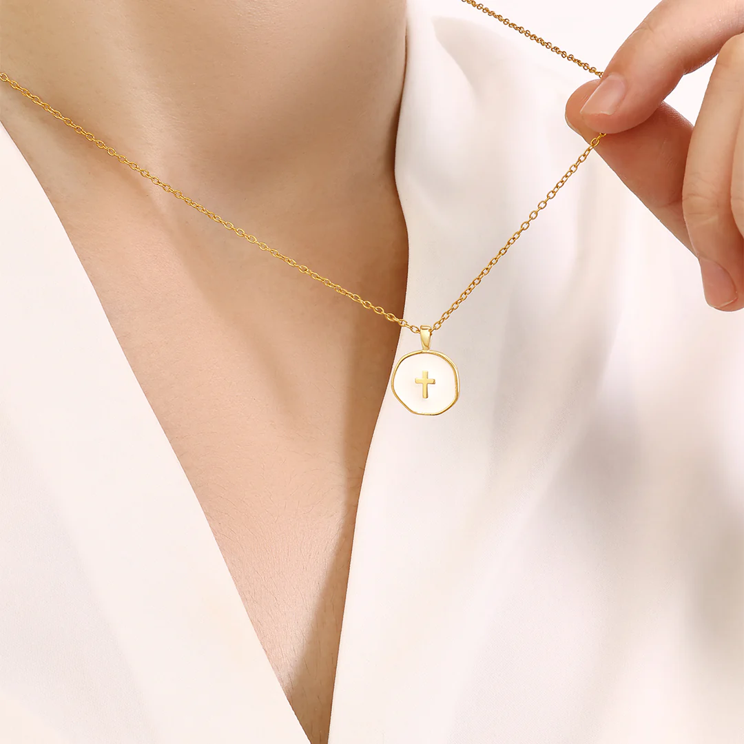 Minimalist Enamel Cross Pendant - Image 4