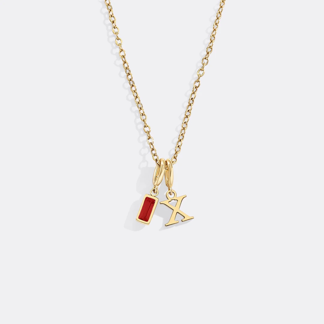Minimalist Initial Necklace with Birthstone Charm - Image 41