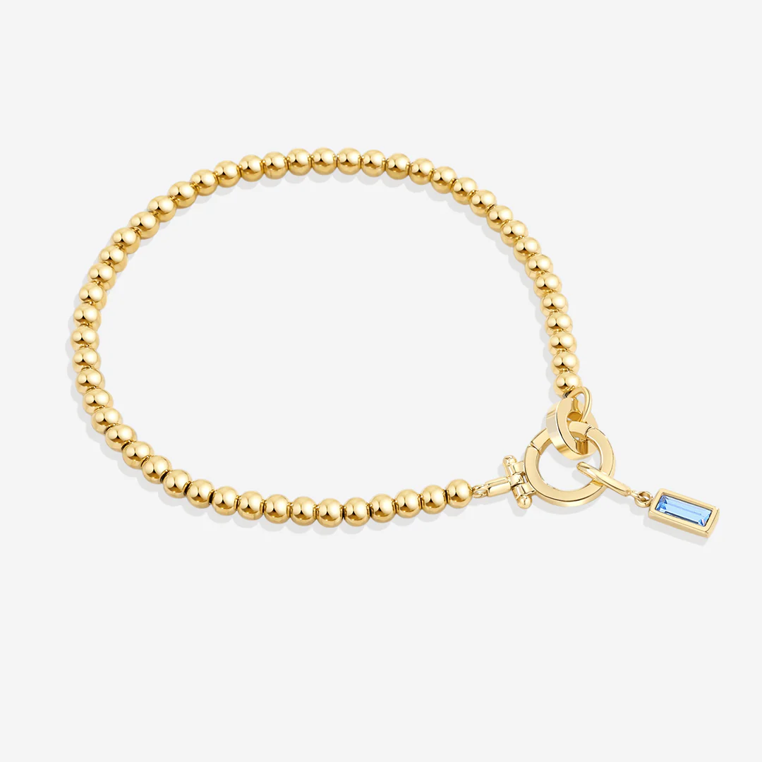 Mint Beaded Birthstone Charm Bracelet - Image 6