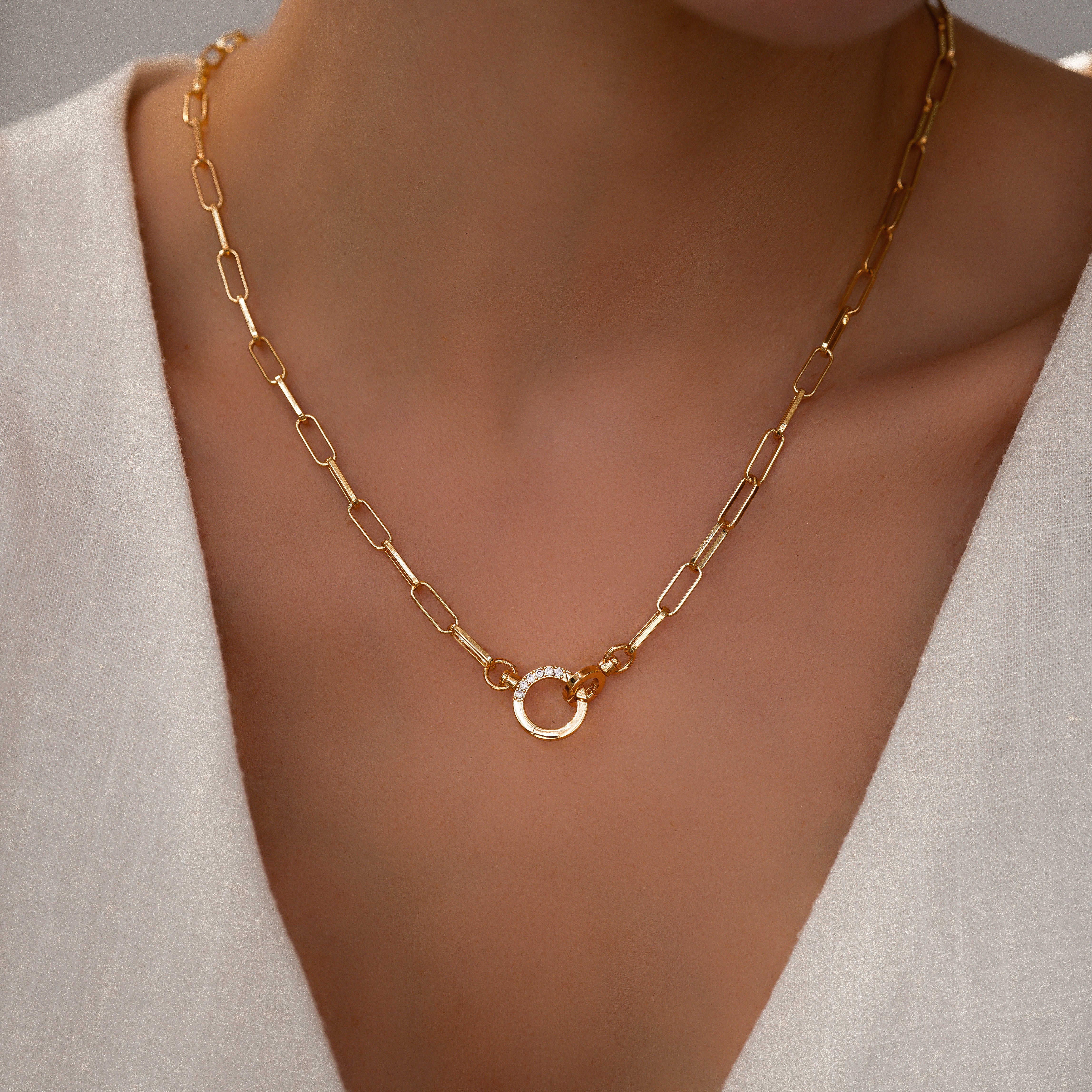 Pave Mint Paperclip Necklace - Image 13