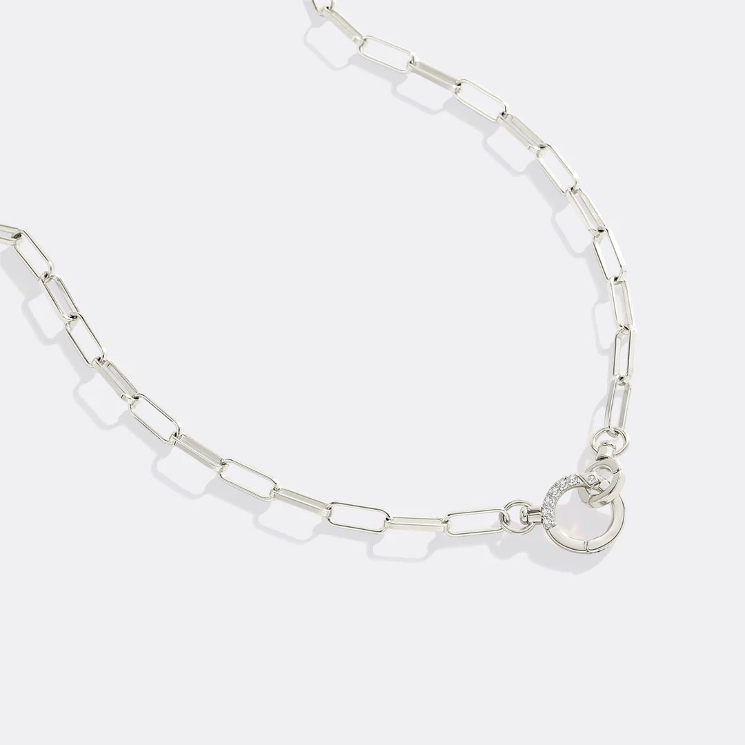 Pave Mint Paperclip Necklace - Image 8