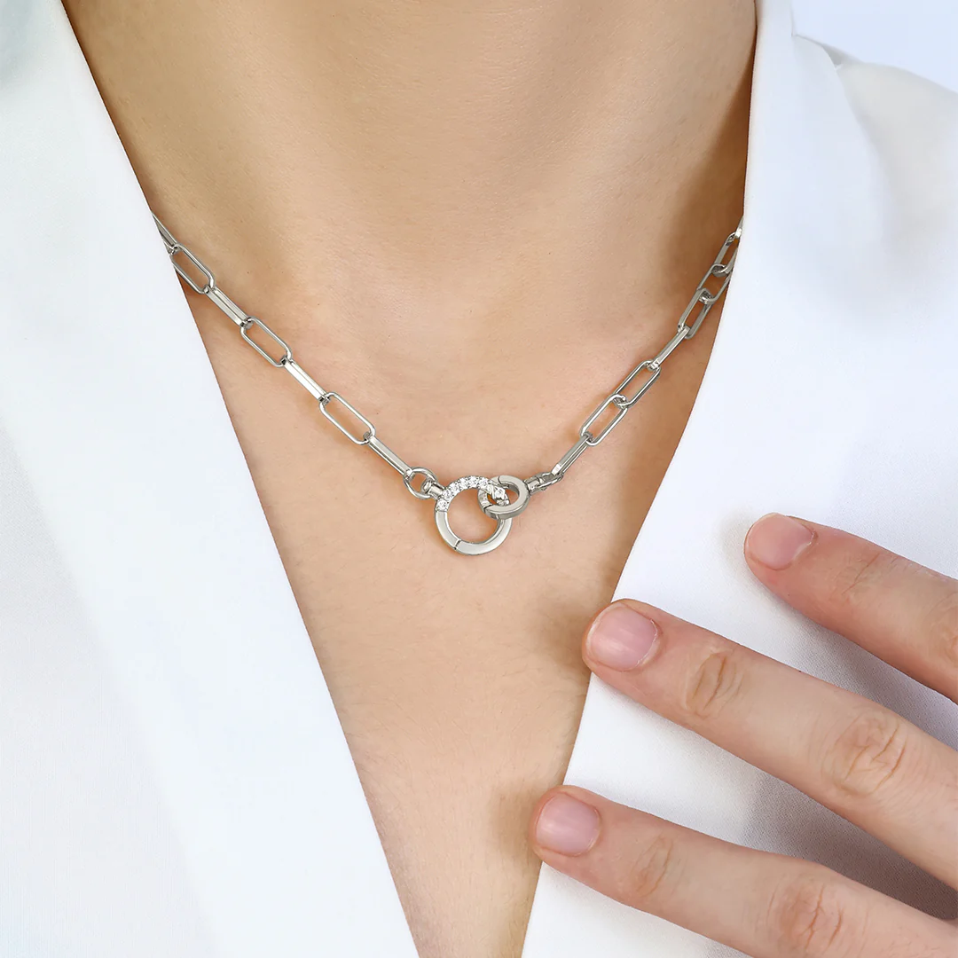 Pave Mint Paperclip Necklace - Image 9