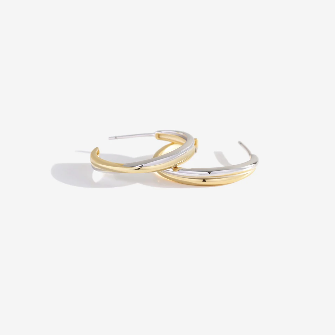 Mixed Metal Crossover Earrings - Image 11