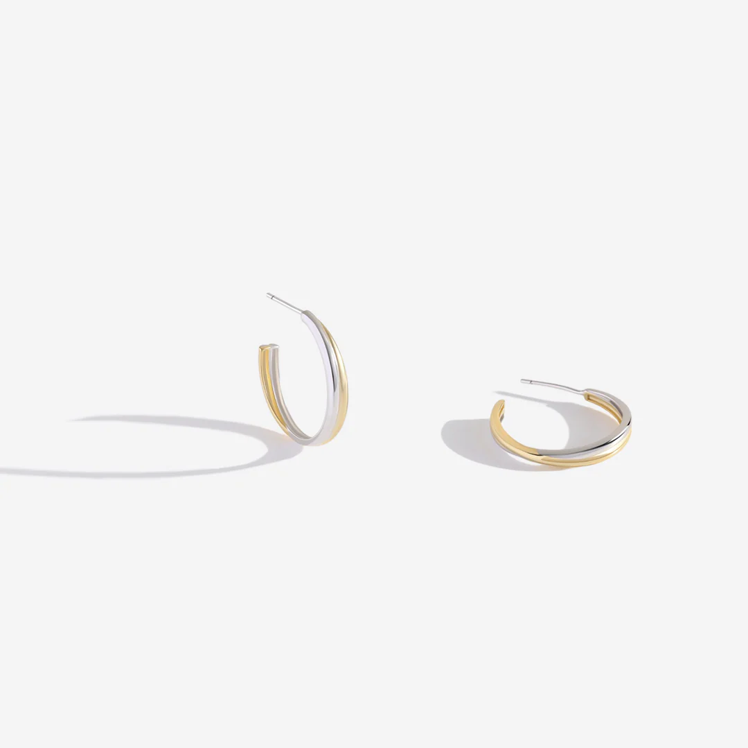 Mixed Metal Crossover Earrings - Image 13