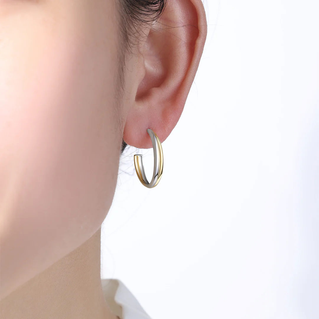 Mixed Metal Crossover Earrings - Image 3