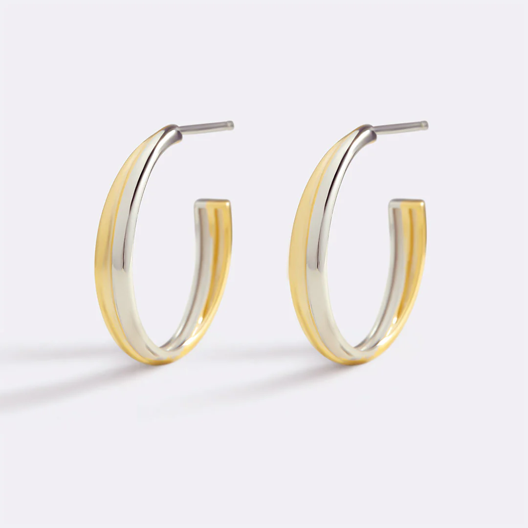 Mixed Metal Crossover Earrings - Image 4