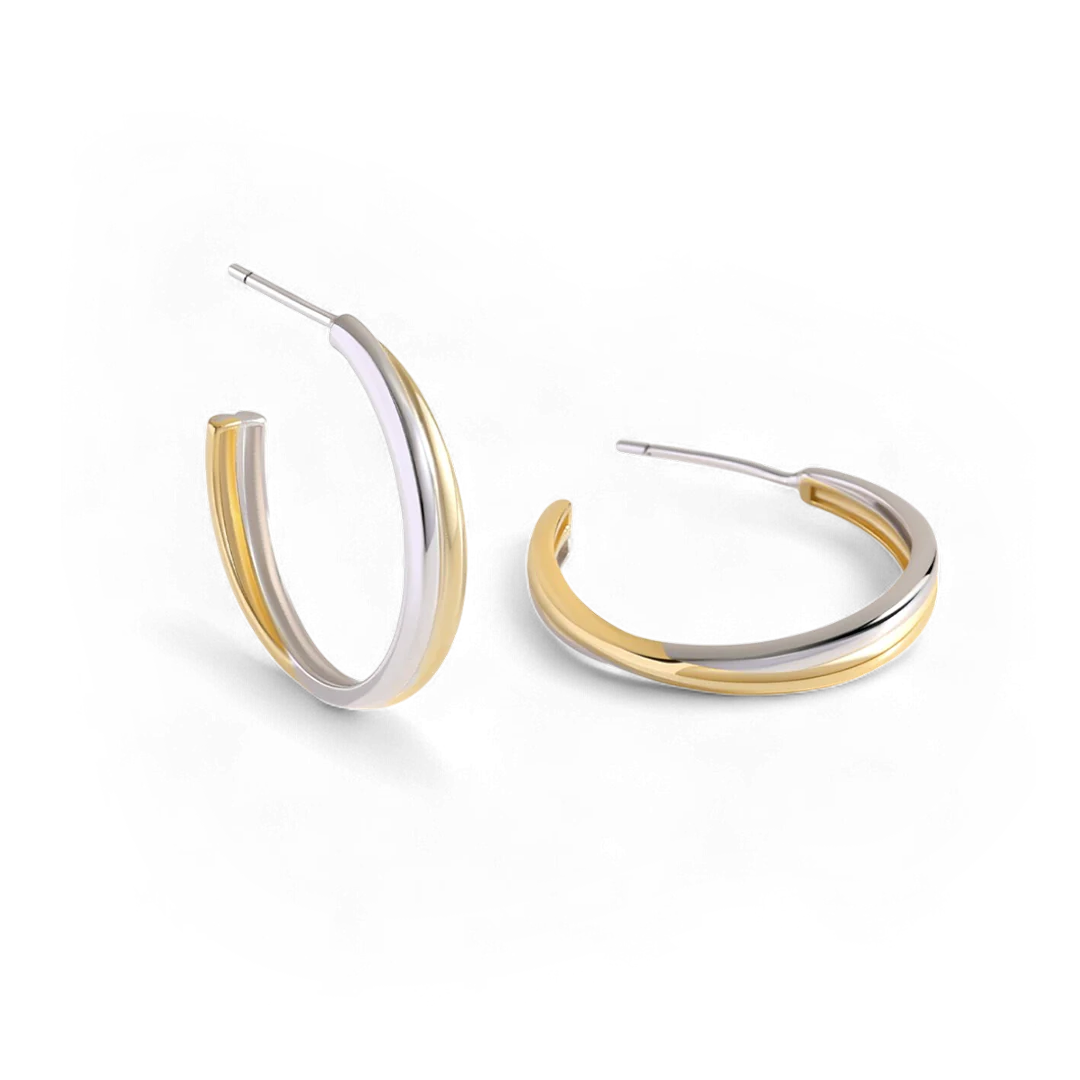 Mixed Metal Crossover Earrings - Image 6