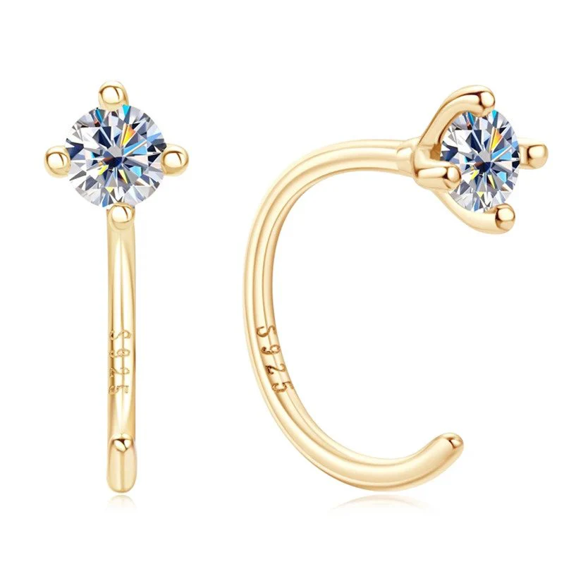 Dainty Diamond Threader Hoop Earrings - Image 4