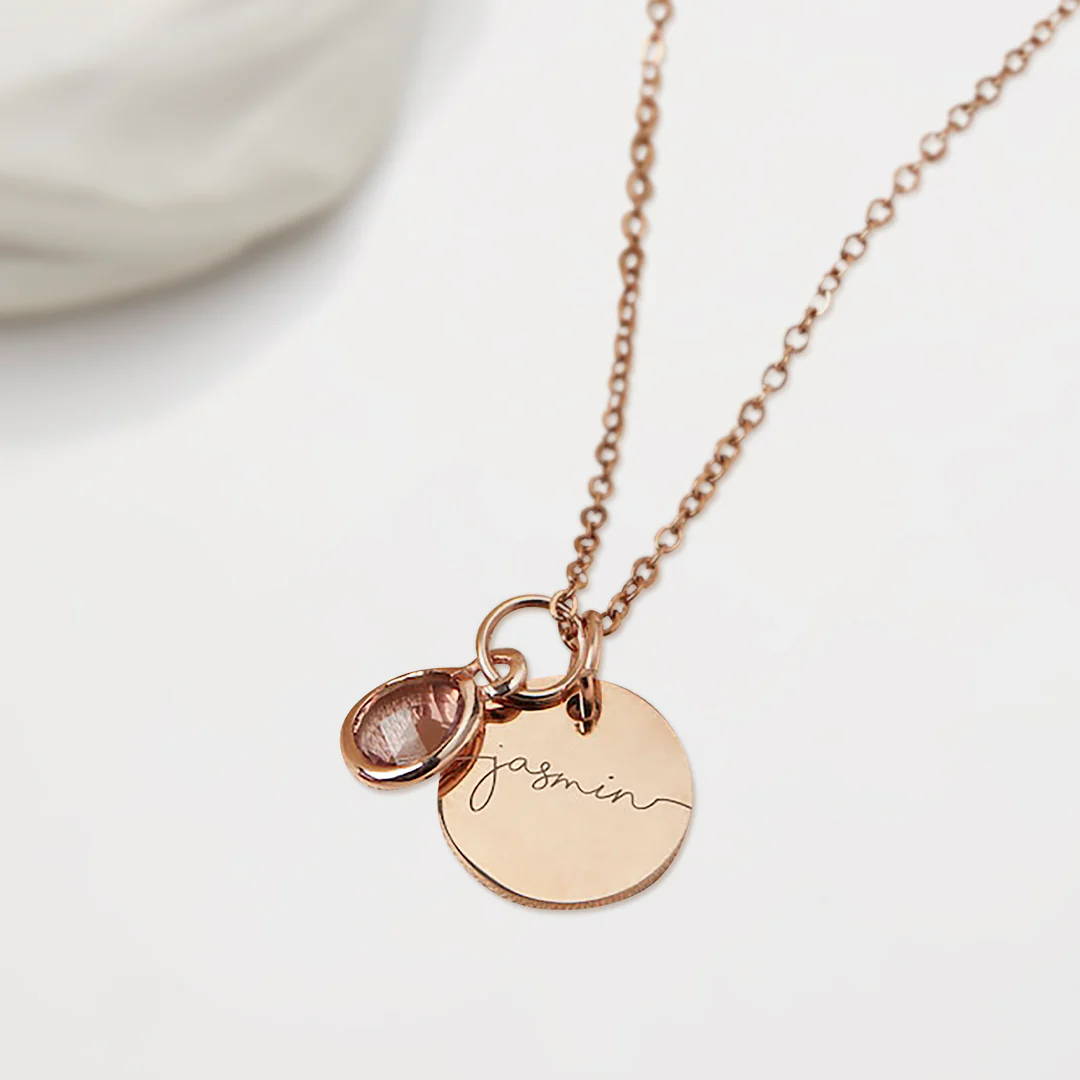 Monogram Script Birthstone Name Necklace - Image 9