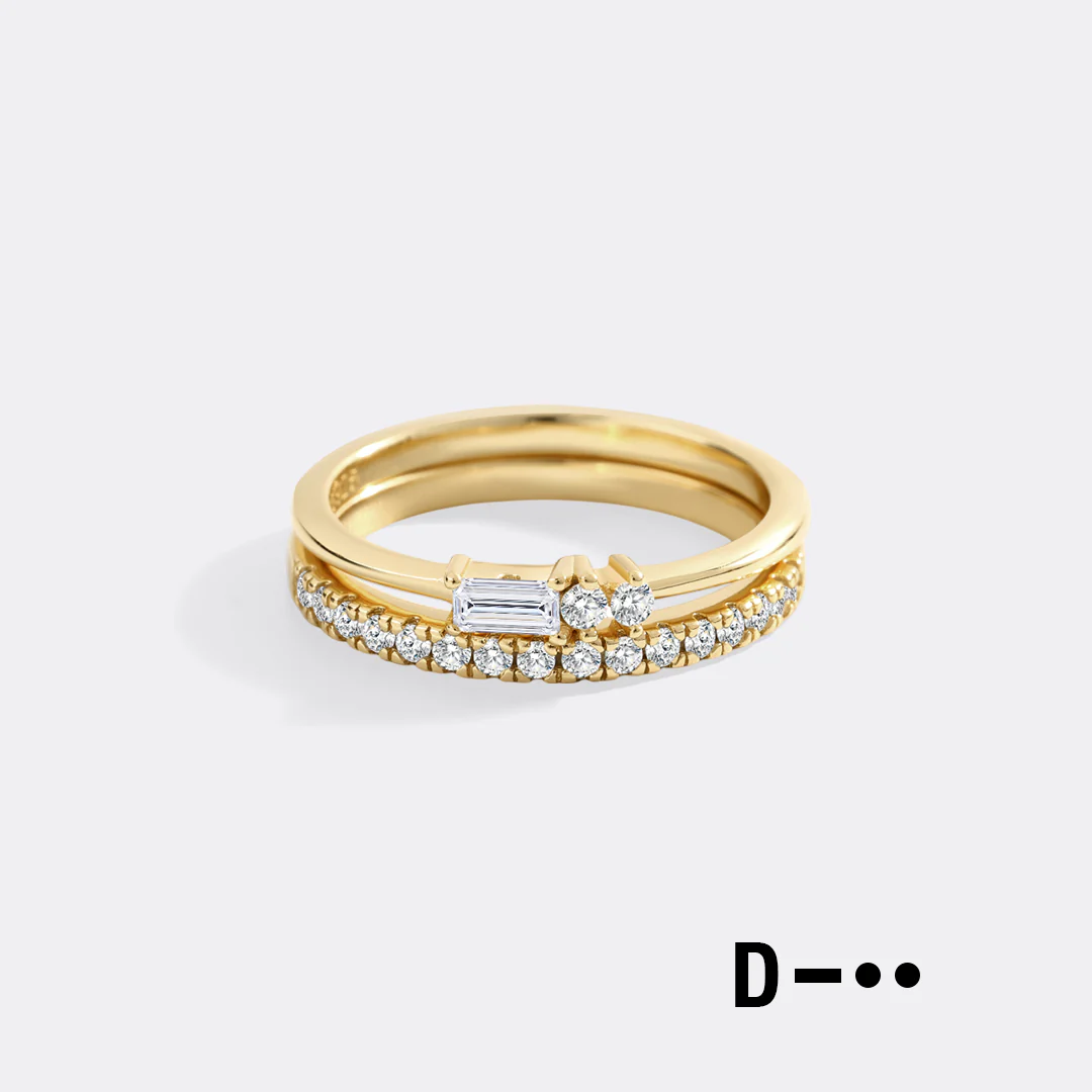 Morse Code and Micro Pave Eternity Ring Stacking Set - Image 10