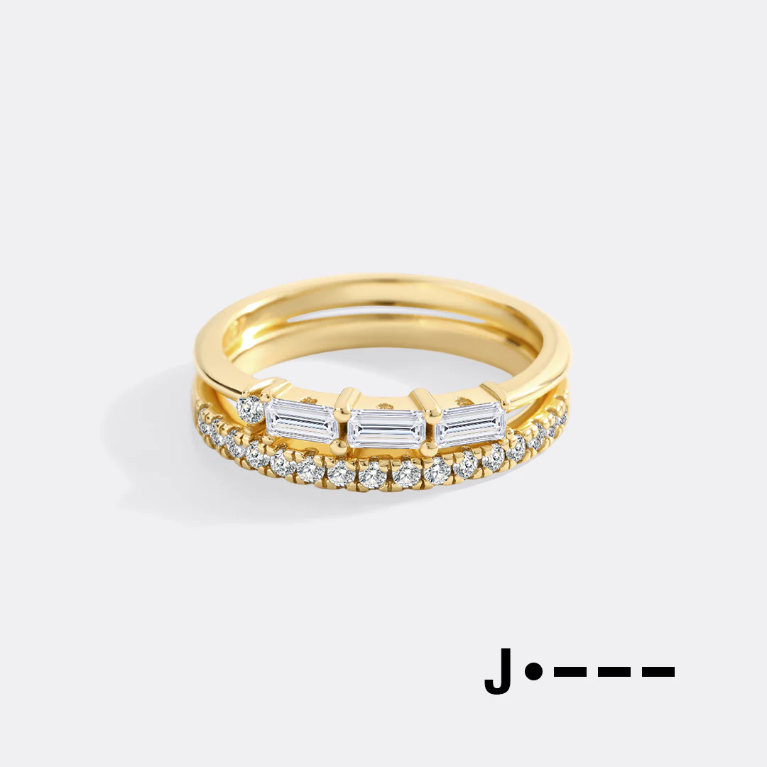 Morse Code and Micro Pave Eternity Ring Stacking Set - Image 16