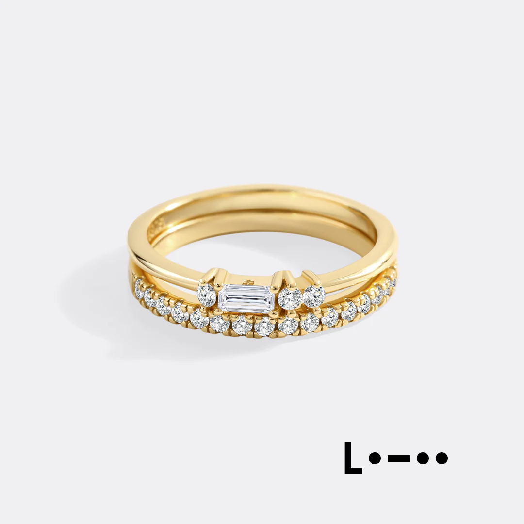 Morse Code and Micro Pave Eternity Ring Stacking Set - Image 18