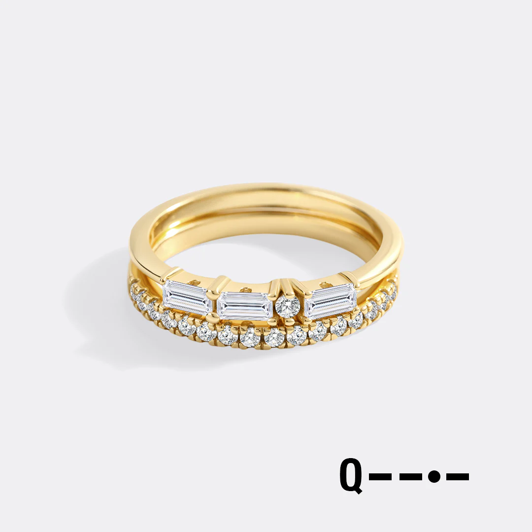 Morse Code and Micro Pave Eternity Ring Stacking Set - Image 23