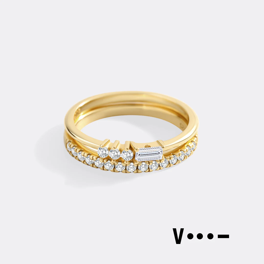 Morse Code and Micro Pave Eternity Ring Stacking Set - Image 28