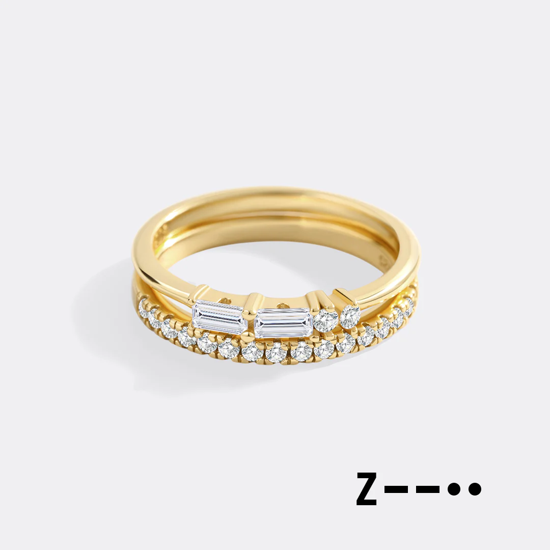 Morse Code and Micro Pave Eternity Ring Stacking Set - Image 32