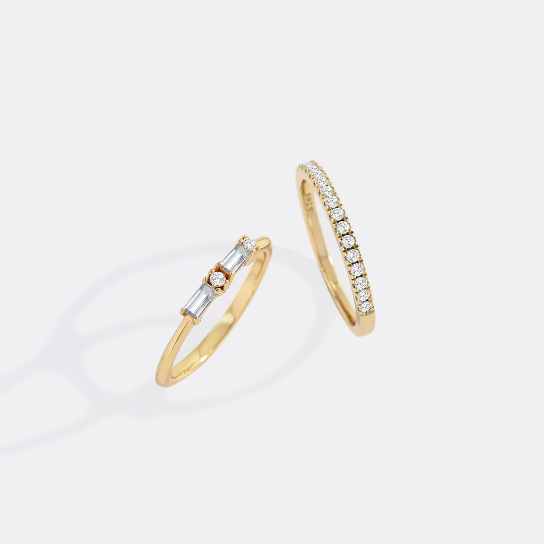 Morse Code and Micro Pave Eternity Ring Stacking Set - Image 5