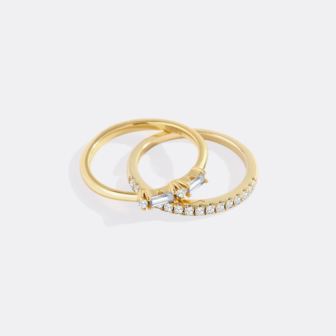 Morse Code and Micro Pave Eternity Ring Stacking Set - Image 6
