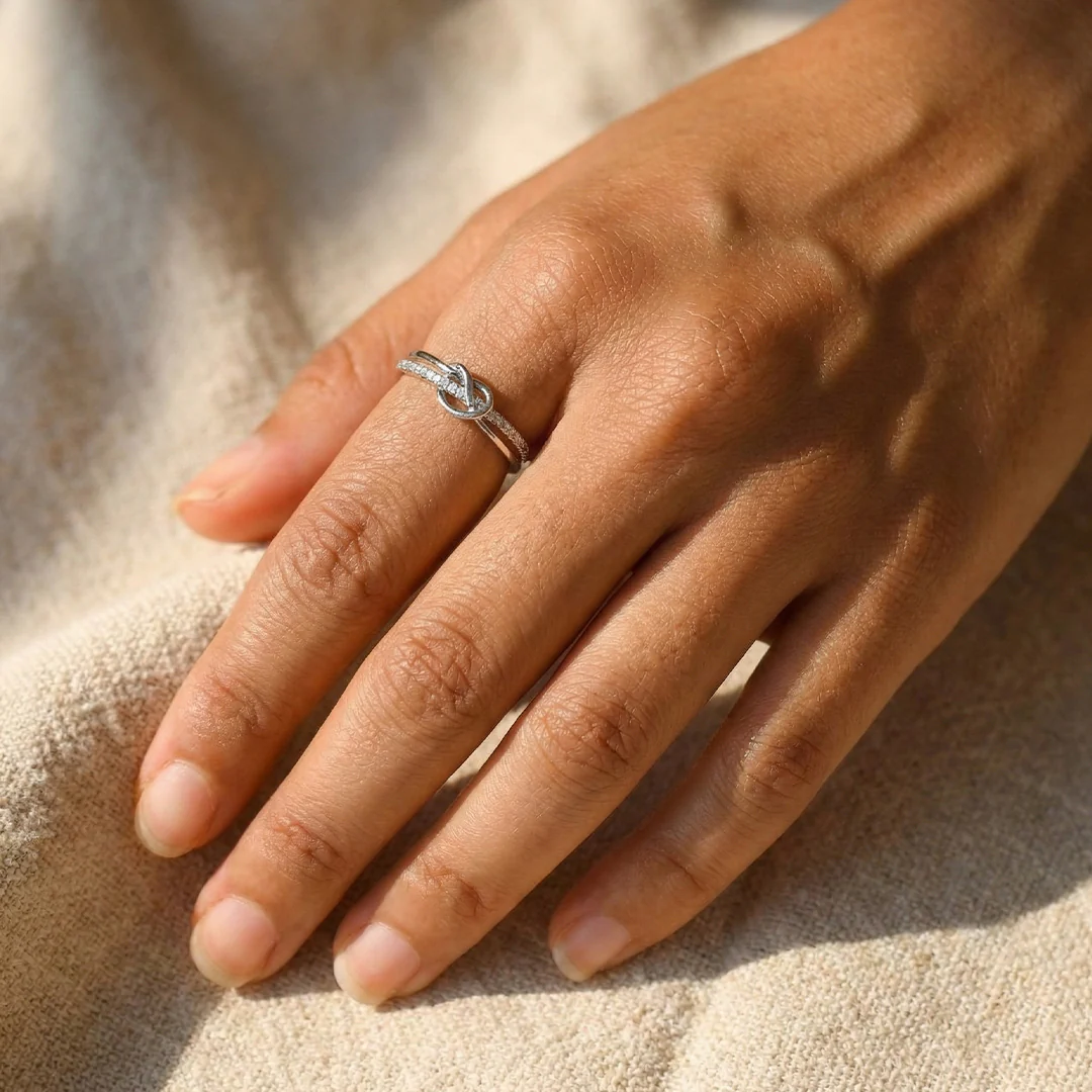 Mother & Daughter Bond Double Band Knot Ring - Image 12