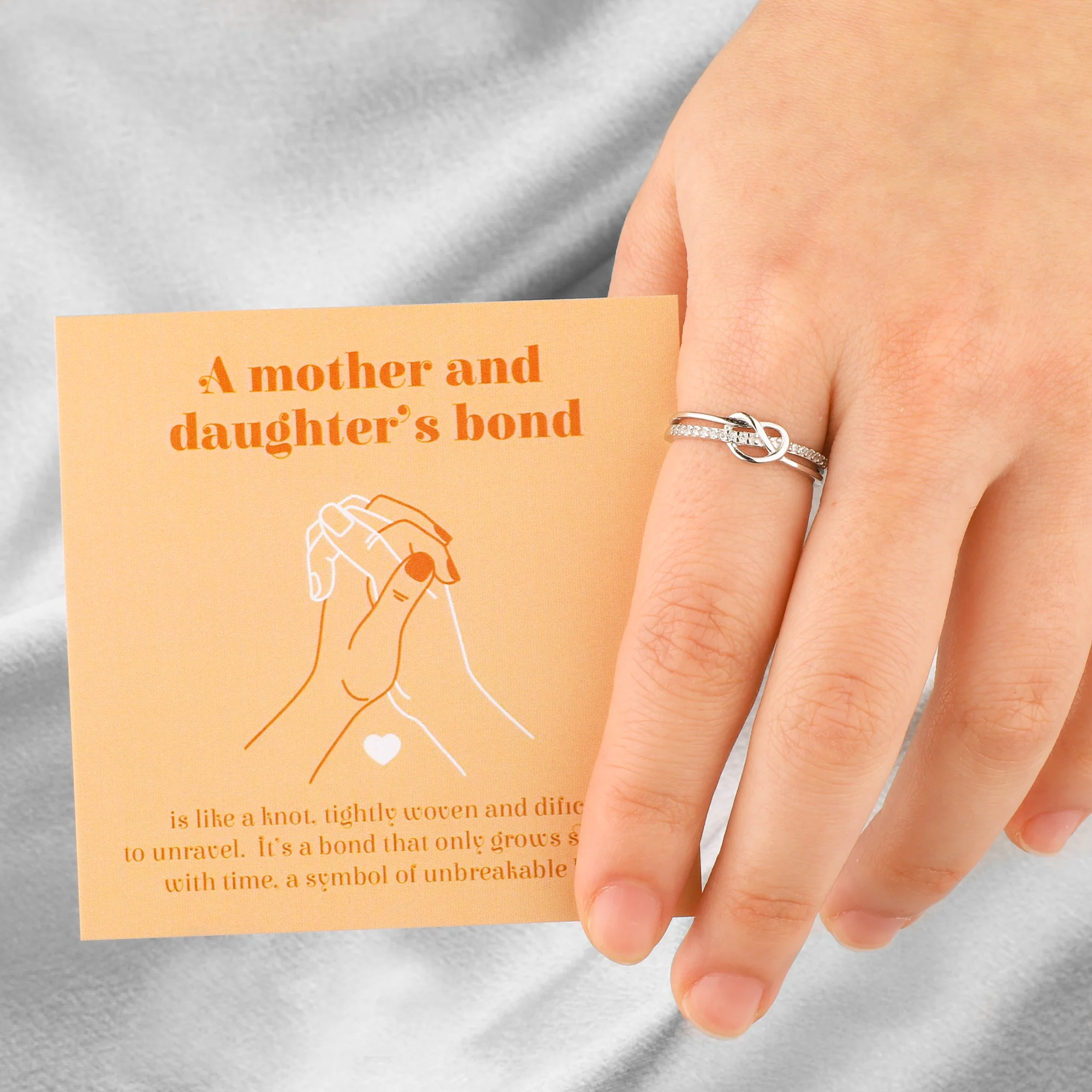 Mother & Daughter Bond Double Band Knot Ring - Image 3