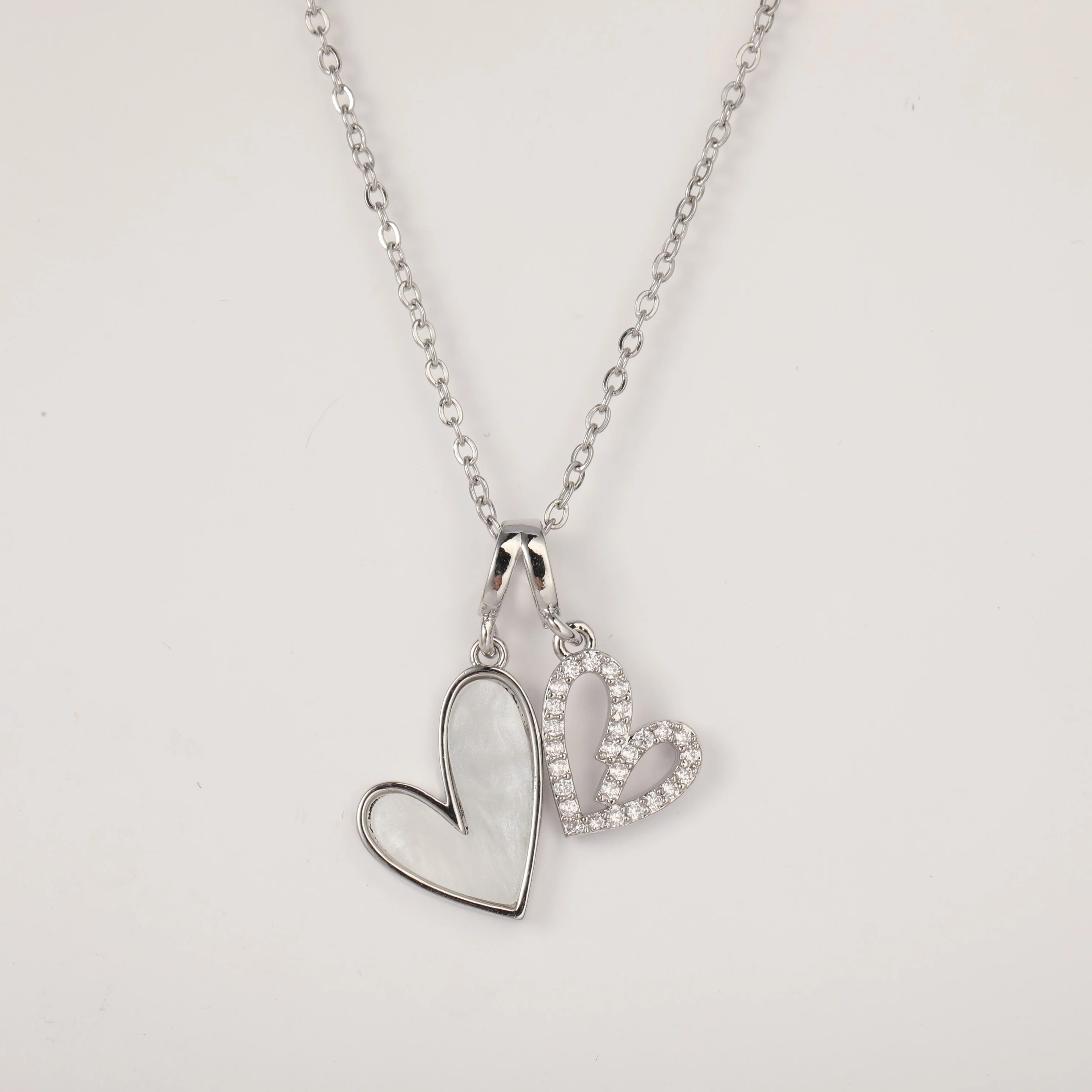 Mother of Pearl & Pave Hearts Necklace - Image 10